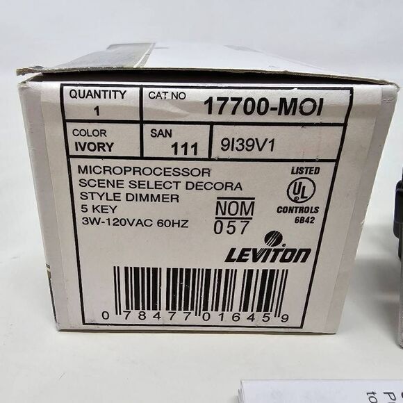 LEVITON IVORY DECORA ON/OFF PRESET 4-SCENE SELECTOR DIMMMER CONTROLLER 17700-MOI - Picture 3 of 6